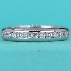18120 Tiffany & Co. Lucida Diamond 4mm Eternity Platinum Wedding Ring Band 7.5